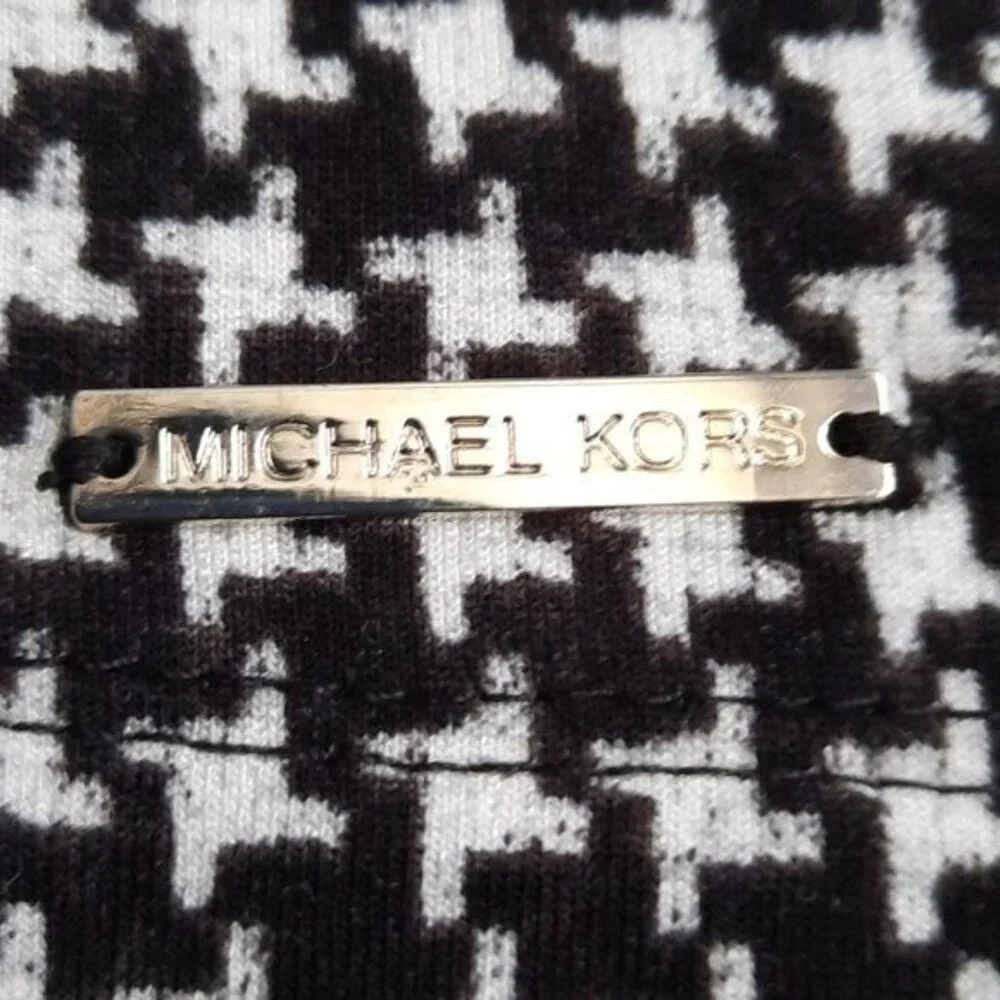 Michael Michael Kors Black & White Houndstooth Striped Sleeve Sweater Size P/S - Picture 4 of 6